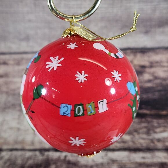 Snowman Christmas Ornament Li Bien Reverse Hand Painted Pier 1 One 2017 w Box - Picture 6 of 15